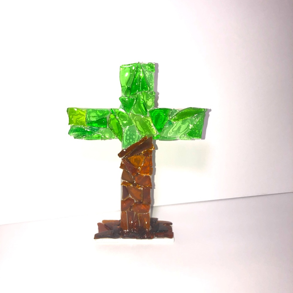 Maine Sea Glass on a wooden Cross